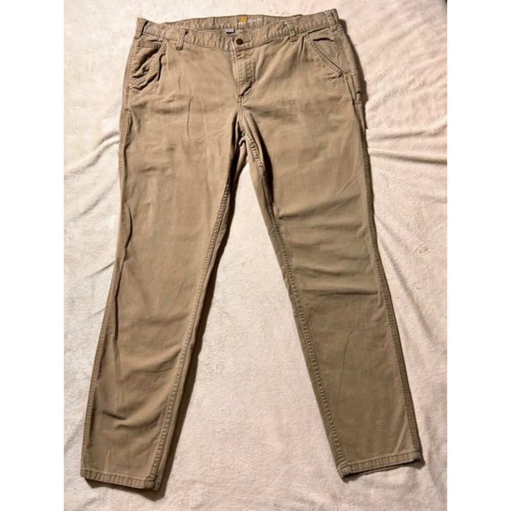 Carhartt Womens Slim Fit Crawford Work Pant Tan Sze 18 Regular Chore Rugged READ